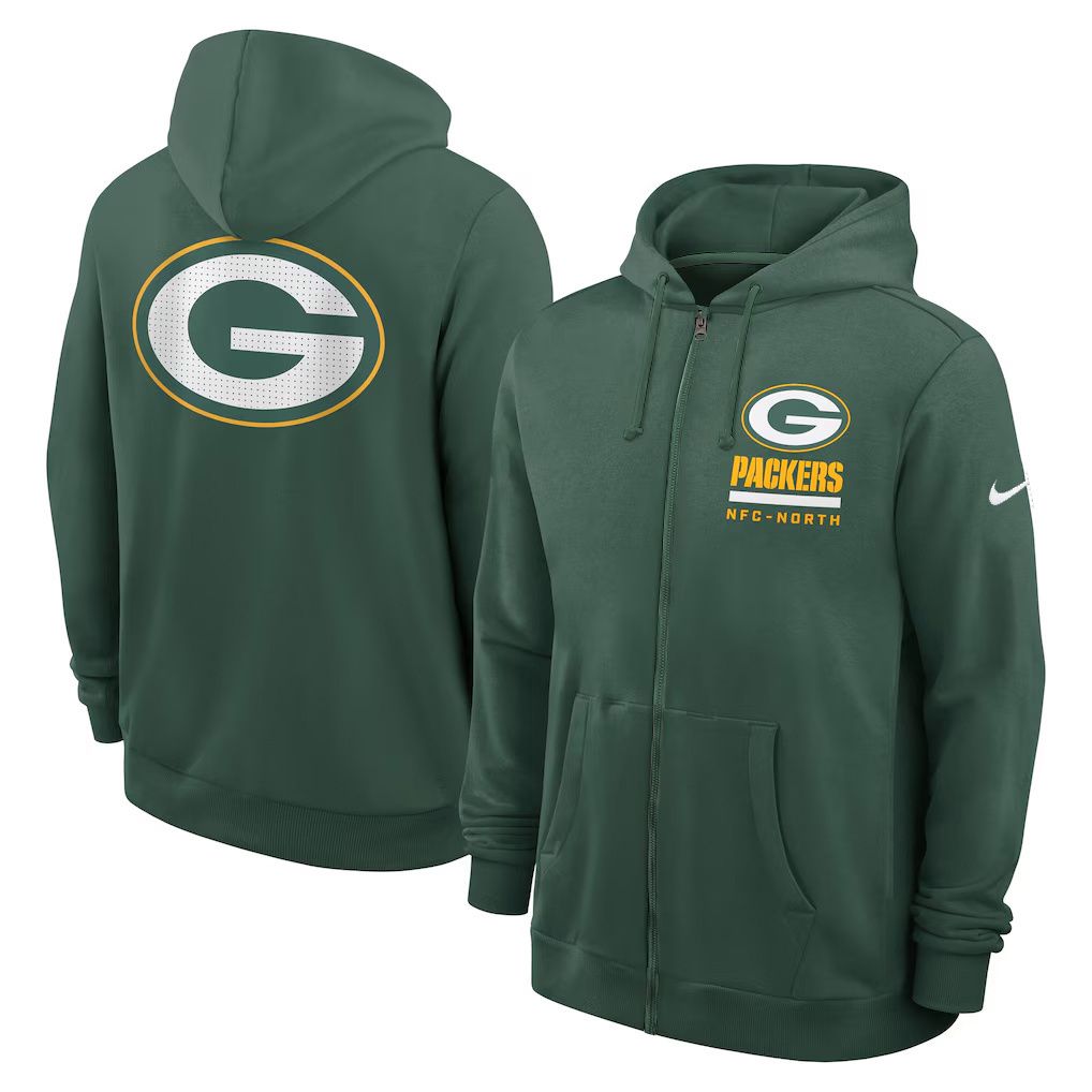 Men 2026 NFL Green Bay Packers zip-up hoodie green 01